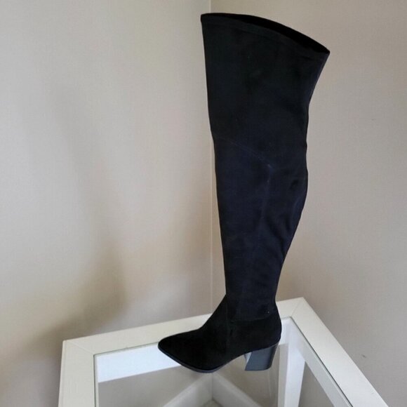 Marc Fisher CATHI Over the Knee Pointed Toe Black Suede Boots Sz 6 M - Picture 4 of 10